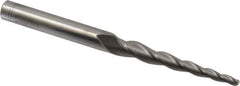 Accupro - 3° Taper Angle per Side, 3/16" Small End Diam, 3" LOC, Solid Carbide 3 Flute Tapered Ball End Mill - 6" OAL, 1/2" Shank Diam - Eagle Tool & Supply