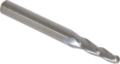 Accupro - 3° Taper Angle per Side, 1/4" Small End Diam, 1-1/4" LOC, Solid Carbide 3 Flute Tapered Ball End Mill - 4" OAL, 7/16" Shank Diam - Eagle Tool & Supply