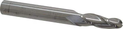 Accupro - 3° Taper Angle per Side, 3/8" Small End Diam, 1-1/4" LOC, Solid Carbide 3 Flute Tapered Ball End Mill - 4" OAL, 1/2" Shank Diam - Eagle Tool & Supply