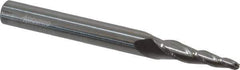 Accupro - 5° Taper Angle per Side, 3/32" Small End Diam, 3/4" LOC, Solid Carbide 3 Flute Tapered Ball End Mill - 2-1/2" OAL, 1/4" Shank Diam - Eagle Tool & Supply