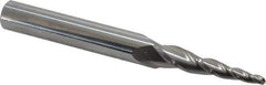 Accupro - 5° Taper Angle per Side, 1/8" Small End Diam, 1-1/2" LOC, Solid Carbide 3 Flute Tapered Ball End Mill - 4" OAL, 7/16" Shank Diam - Eagle Tool & Supply