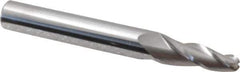 Accupro - 5° Taper Angle per Side, 3/16" Small End Diam, 3/4" LOC, Solid Carbide 3 Flute Tapered Ball End Mill - 2-1/2" OAL, 5/16" Shank Diam - Eagle Tool & Supply