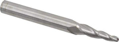 Accupro - 5° Taper Angle per Side, 3/16" Small End Diam, 1-1/4" LOC, Solid Carbide 3 Flute Tapered Ball End Mill - 4" OAL, 7/16" Shank Diam - Eagle Tool & Supply