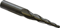 Accupro - 5° Taper Angle per Side, 3/16" Small End Diam, 2-1/2" LOC, Solid Carbide 3 Flute Tapered Ball End Mill - 4-5/8" OAL, 3/8" Shank Diam - Eagle Tool & Supply