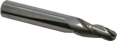 Accupro - 5° Taper Angle per Side, 1/4" Small End Diam, 3/4" LOC, Solid Carbide 3 Flute Tapered Ball End Mill - 2-1/2" OAL, 3/8" Shank Diam - Eagle Tool & Supply