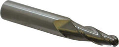 Accupro - 5° Taper Angle per Side, 1/4" Small End Diam, 1" LOC, Solid Carbide 3 Flute Tapered Ball End Mill - 2-3/4" OAL, 7/16" Shank Diam - Eagle Tool & Supply