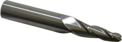Accupro - 5° Taper Angle per Side, 1/4" Small End Diam, 1-1/4" LOC, Solid Carbide 3 Flute Tapered Ball End Mill - 3-1/4" OAL, 1/2" Shank Diam - Eagle Tool & Supply
