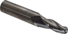 Accupro - 5° Taper Angle per Side, 3/8" Small End Diam, 1-1/4" LOC, Solid Carbide 3 Flute Tapered Ball End Mill - 3-1/2" OAL, 5/8" Shank Diam - Eagle Tool & Supply