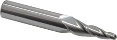 Accupro - 7° Taper Angle per Side, 3/16" Small End Diam, 1-1/4" LOC, Solid Carbide 3 Flute Tapered Ball End Mill - 3-1/4" OAL, 1/2" Shank Diam - Eagle Tool & Supply