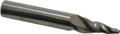 Accupro - 10° Taper Angle per Side, 1/8" Small End Diam, 3/4" LOC, Solid Carbide 3 Flute Tapered Ball End Mill - 2-3/4" OAL, 7/16" Shank Diam - Eagle Tool & Supply