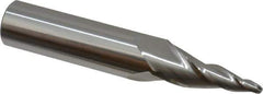 Accupro - 10° Taper Angle per Side, 1/8" Small End Diam, 1-1/4" LOC, Solid Carbide 3 Flute Tapered Ball End Mill - 3-1/2" OAL, 5/8" Shank Diam - Eagle Tool & Supply