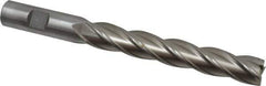 Interstate - 5/8", 4" LOC, 5/8" Shank Diam, 6-1/8" OAL, 4 Flute, High Speed Steel Square End Mill - Single End, Uncoated, Spiral Flute, 30° Helix, Right Hand Cut, Right Hand Flute - Eagle Tool & Supply