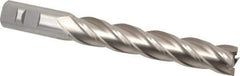 Interstate - 7/8", 5" LOC, 7/8" Shank Diam, 7-1/4" OAL, 4 Flute, High Speed Steel Square End Mill - Single End, Uncoated, Spiral Flute, 30° Helix, Right Hand Cut, Right Hand Flute - Eagle Tool & Supply