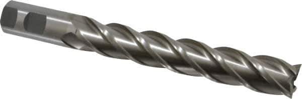 Interstate - 1", 6" LOC, 1" Shank Diam, 8-1/2" OAL, 4 Flute, High Speed Steel Square End Mill - Single End, Uncoated, Spiral Flute, 30° Helix, Right Hand Cut, Right Hand Flute - Eagle Tool & Supply