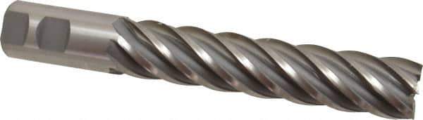 Interstate - 1-1/4", 6" LOC, 1-1/4" Shank Diam, 8-1/2" OAL, 6 Flute, High Speed Steel Square End Mill - Single End, Uncoated, Spiral Flute, 30° Helix, Right Hand Cut, Right Hand Flute - Eagle Tool & Supply