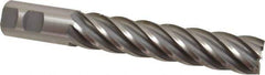 Interstate - 1-1/4", 6" LOC, 1-1/4" Shank Diam, 8-1/2" OAL, 6 Flute, High Speed Steel Square End Mill - Single End, Uncoated, Spiral Flute, 30° Helix, Right Hand Cut, Right Hand Flute - Eagle Tool & Supply