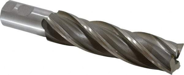 Value Collection - 1-1/2", 6" LOC, 1-1/4" Shank Diam, 8-1/2" OAL, 4 Flute, High Speed Steel Square End Mill - Single End, Uncoated, Spiral Flute, 30° Helix, Right Hand Cut, Right Hand Flute - Eagle Tool & Supply