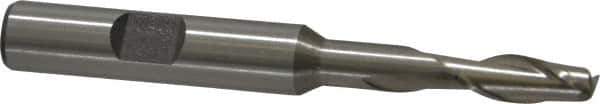 Interstate - 1/4", 5/8" LOC, 3/8" Shank Diam, 3-1/16" OAL, 2 Flute, High Speed Steel Square End Mill - Single End, Uncoated, Spiral Flute, 30° Helix, Centercutting, Right Hand Cut, Right Hand Flute - Eagle Tool & Supply