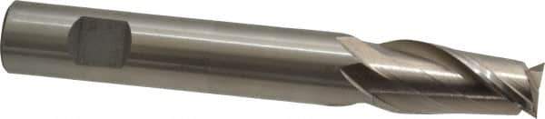 Interstate - 3/4", 1-5/8" LOC, 3/4" Shank Diam, 5-3/8" OAL, 2 Flute, High Speed Steel Square End Mill - Single End, Uncoated, Spiral Flute, 30° Helix, Centercutting, Right Hand Cut, Right Hand Flute - Eagle Tool & Supply