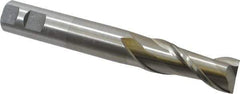 Interstate - 1", 2-1/2" LOC, 1" Shank Diam, 7-1/4" OAL, 2 Flute, High Speed Steel Square End Mill - Single End, Uncoated, Spiral Flute, 30° Helix, Centercutting, Right Hand Cut, Right Hand Flute - Eagle Tool & Supply