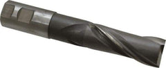 Interstate - 1-1/4", 3" LOC, 1-1/4" Shank Diam, 7-1/4" OAL, 2 Flute, High Speed Steel Square End Mill - Single End, Uncoated, Spiral Flute, 30° Helix, Centercutting, Right Hand Cut, Right Hand Flute - Eagle Tool & Supply