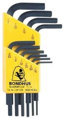 Bondhus - 10 Piece L-Key Hex Key Set - Hex Range 1/16 to 1/4" - Eagle Tool & Supply