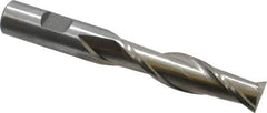 Interstate - 5/8", 2-1/2" LOC, 5/8" Shank Diam, 4-5/8" OAL, 2 Flute, High Speed Steel Square End Mill - Single End, Uncoated, Spiral Flute, 30° Helix, Centercutting, Right Hand Cut, Right Hand Flute - Eagle Tool & Supply