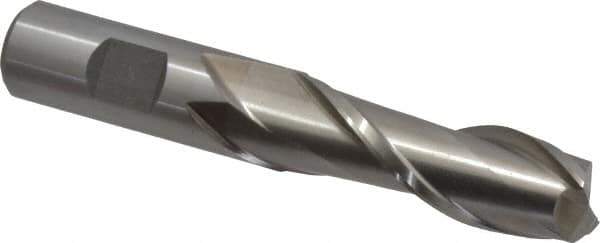 Interstate - 3/4", 2-1/4" LOC, 3/4" Shank Diam, 4-1/2" OAL, 2 Flute, High Speed Steel Square End Mill - Single End, Uncoated, Spiral Flute, 30° Helix, Centercutting, Right Hand Cut, Right Hand Flute - Eagle Tool & Supply