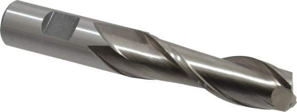 Interstate - 3/4", 2-1/2" LOC, 3/4" Shank Diam, 4-3/4" OAL, 2 Flute, High Speed Steel Square End Mill - Single End, Uncoated, Spiral Flute, 30° Helix, Centercutting, Right Hand Cut, Right Hand Flute - Eagle Tool & Supply