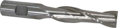 Interstate - 3/4", 3" LOC, 3/4" Shank Diam, 5-1/4" OAL, 2 Flute, High Speed Steel Square End Mill - Single End, Uncoated, Spiral Flute, 30° Helix, Centercutting, Right Hand Cut, Right Hand Flute - Eagle Tool & Supply
