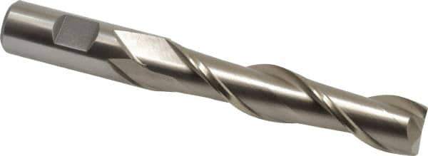 Interstate - 3/4", 3-1/2" LOC, 3/4" Shank Diam, 5-3/4" OAL, 2 Flute, High Speed Steel Square End Mill - Single End, Uncoated, Spiral Flute, 30° Helix, Centercutting, Right Hand Cut, Right Hand Flute - Eagle Tool & Supply