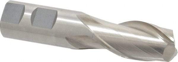 Interstate - 1", 2" LOC, 1" Shank Diam, 4-1/2" OAL, 2 Flute, High Speed Steel Square End Mill - Single End, Uncoated, Spiral Flute, 30° Helix, Centercutting, Right Hand Cut, Right Hand Flute - Eagle Tool & Supply