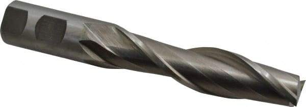 Interstate - 1", 4" LOC, 1" Shank Diam, 6-1/2" OAL, 2 Flute, High Speed Steel Square End Mill - Single End, Uncoated, Spiral Flute, 30° Helix, Centercutting, Right Hand Cut, Right Hand Flute - Eagle Tool & Supply