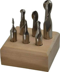 Made in USA - 1/8 to 1/2", 2 Flute Ball End Mill Set - Uncoated, High Speed Steel, Single End, Centercutting - Eagle Tool & Supply