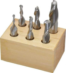 Interstate - 1/8 to 1/2", 2 Flute Ball End Mill Set - Uncoated, High Speed Steel, Single End, 3/8, 1/2" Shank Diam, Centercutting - Eagle Tool & Supply