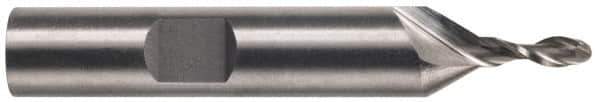 Weldon - 1" Diam, 2-1/4" LOC, 2 Flute High Speed Steel Ball End Mill - Uncoated, Single End, 4-3/4" OAL, 1" Shank Diam, Spiral Flute - Eagle Tool & Supply