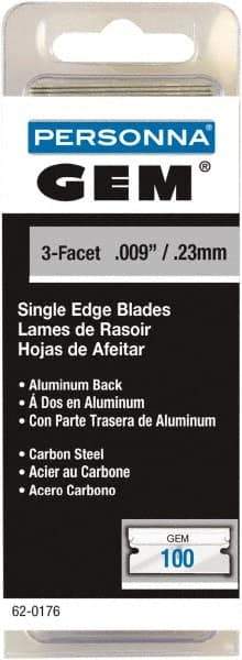 GEM - 100 Piece Steel Single Edge Blade - 1-1/2" OAL, 0.009" Blade Thickness - Eagle Tool & Supply