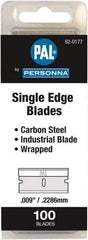 Personna - 100 Piece Steel Single Edge Blade - 1-1/2" OAL, 0.009" Blade Thickness - Eagle Tool & Supply