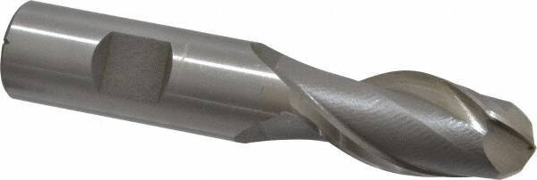 Interstate - 3/4" Diam, 1-5/8" LOC, 2 Flute High Speed Steel Ball End Mill - Uncoated, Single End, 3-7/8" OAL, 3/4" Shank Diam, Spiral Flute - Eagle Tool & Supply