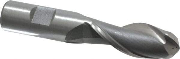 Interstate - 13/16" Diam, 2" LOC, 2 Flute High Speed Steel Ball End Mill - Uncoated, Single End, 4-1/4" OAL, 3/4" Shank Diam, Spiral Flute - Eagle Tool & Supply