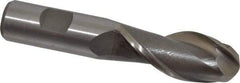Interstate - 7/8" Diam, 2" LOC, 2 Flute High Speed Steel Ball End Mill - Uncoated, Single End, 4-1/4" OAL, 3/4" Shank Diam, Spiral Flute - Eagle Tool & Supply