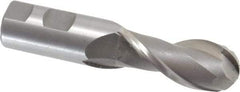 Interstate - 1" Diam, 2-1/4" LOC, 2 Flute High Speed Steel Ball End Mill - Uncoated, Single End, 4-3/4" OAL, 1" Shank Diam, Spiral Flute - Eagle Tool & Supply
