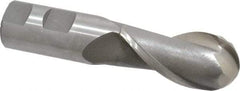 Interstate - 1-1/8" Diam, 2-1/4" LOC, 2 Flute High Speed Steel Ball End Mill - Uncoated, Single End, 4-3/4" OAL, 1" Shank Diam, Spiral Flute - Eagle Tool & Supply