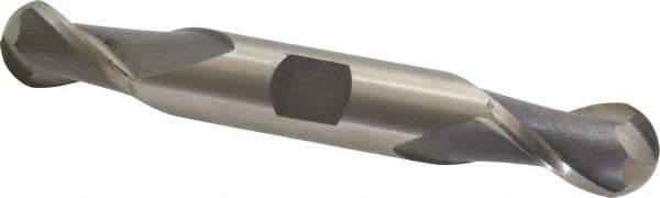 Interstate - 5/8" Diam, 1-1/8" LOC, 2 Flute High Speed Steel Ball End Mill - Uncoated, Double End, 4-1/2" OAL, 5/8" Shank Diam, Spiral Flute - Eagle Tool & Supply