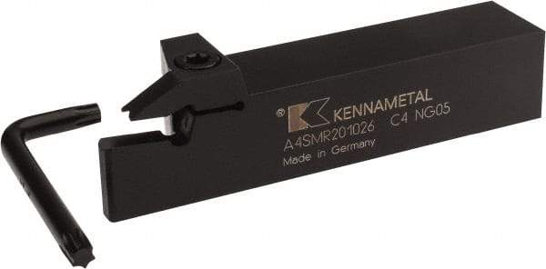Kennametal - 1.02" Max Depth of Cut, 10mm Min Groove Width, 6" OAL, Right Hand Indexable Grooving Cutoff Toolholder - 10 Seat Size, 1-1/4" Shank Height x 1-1/4" Shank Width, A4..10.. Insert Style, A4SM Toolholder Style, Series A4 - Eagle Tool & Supply