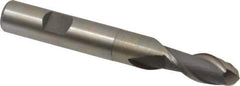 Interstate - 7/16" Diam, 1" LOC, 2 Flute High Speed Steel Ball End Mill - Uncoated, Single End, 3-11/16" OAL, 1/2" Shank Diam, Spiral Flute - Eagle Tool & Supply