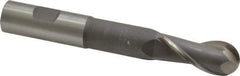 Interstate - 3/4" Diam, 1-5/8" LOC, 2 Flute High Speed Steel Ball End Mill - Uncoated, Single End, 5-3/8" OAL, 3/4" Shank Diam, Spiral Flute - Eagle Tool & Supply