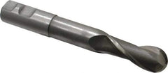 Interstate - 1" Diam, 2-1/2" LOC, 2 Flute High Speed Steel Ball End Mill - Uncoated, Single End, 7-1/4" OAL, 1" Shank Diam, Spiral Flute - Eagle Tool & Supply
