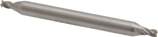 Interstate - 3/32", 5/32" LOC, 3/16" Shank Diam, 2" OAL, 4 Flute, High Speed Steel Square End Mill - Double End, Uncoated, Spiral Flute, Centercutting, Right Hand Cut, Right Hand Flute - Eagle Tool & Supply