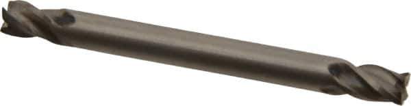 Interstate - 3/16", 9/32" LOC, 3/16" Shank Diam, 2" OAL, 4 Flute, High Speed Steel Square End Mill - Double End, Uncoated, Spiral Flute, Centercutting, Right Hand Cut, Right Hand Flute - Eagle Tool & Supply